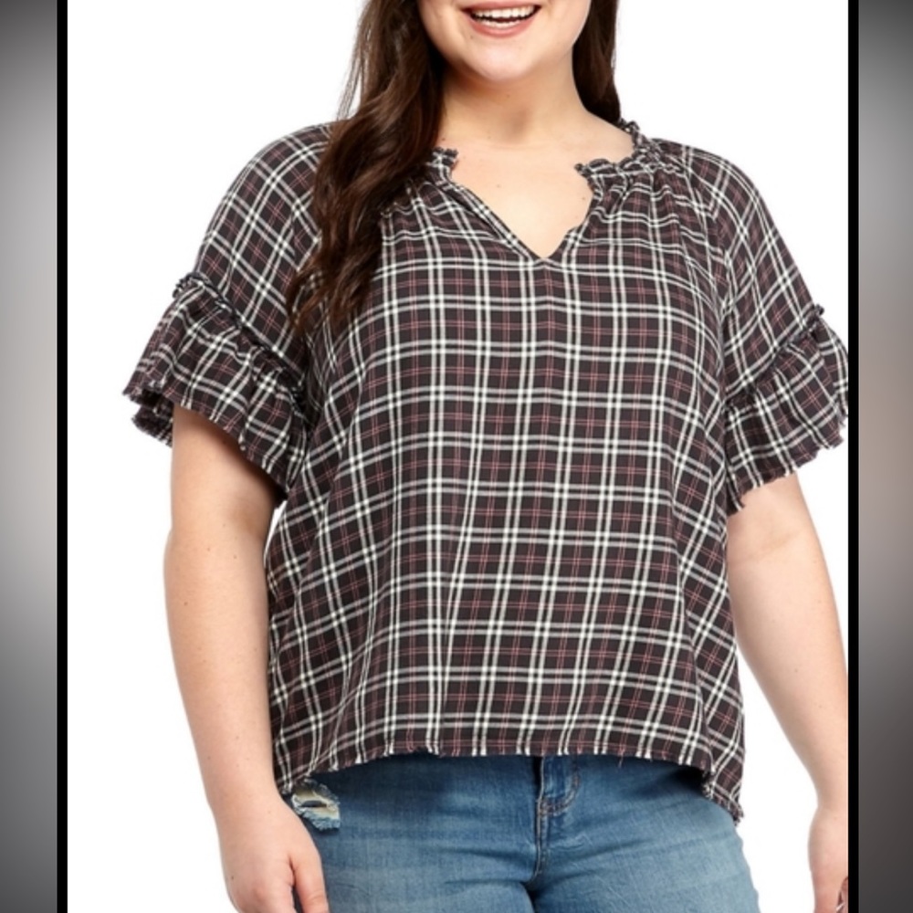 True Craft Distressed Plaid Top